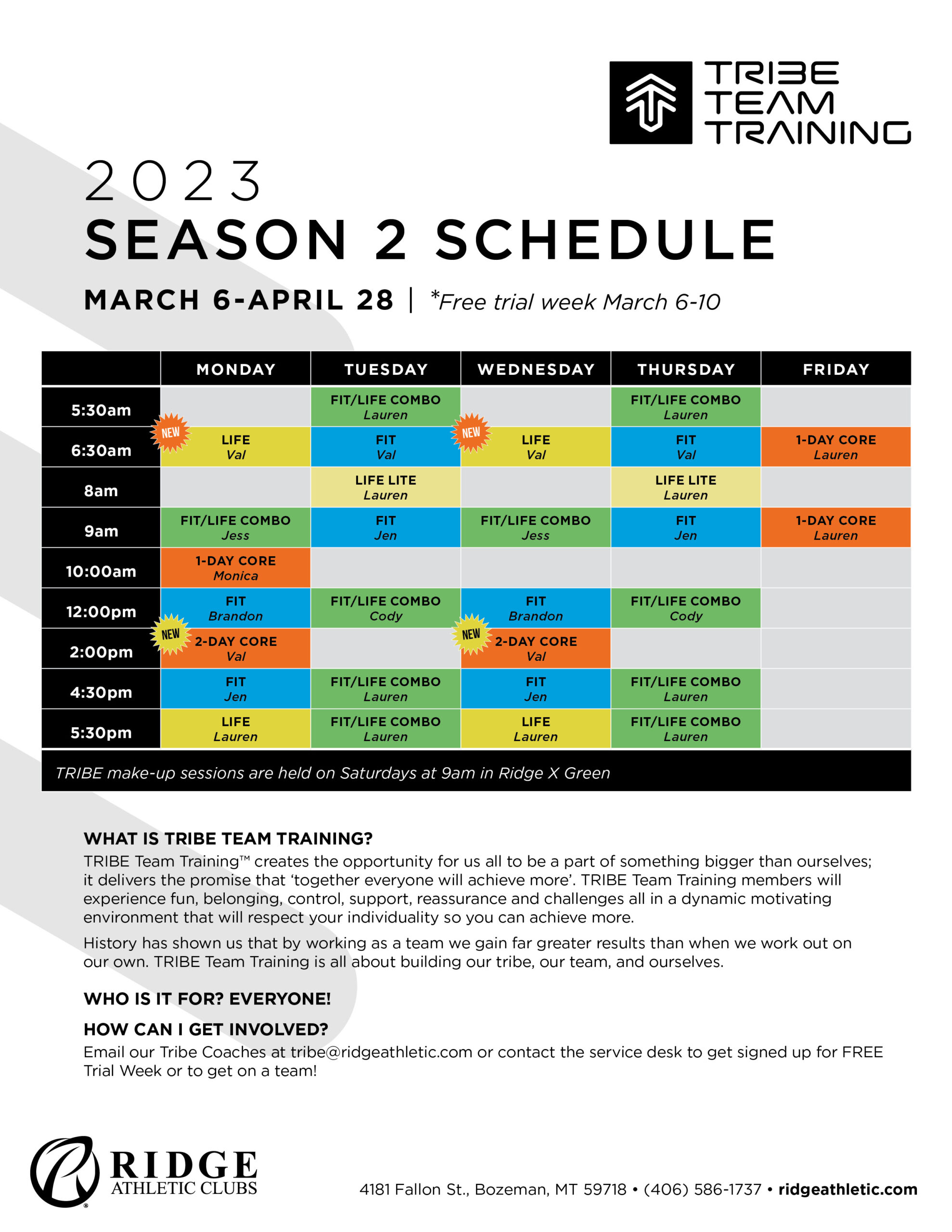 Tribe Season 2 Schedule